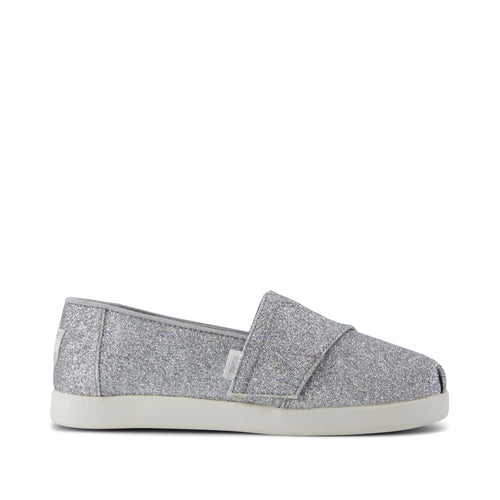 Alpargata Classic Kids Shoe - Silver Iridescent Glimmer Side View