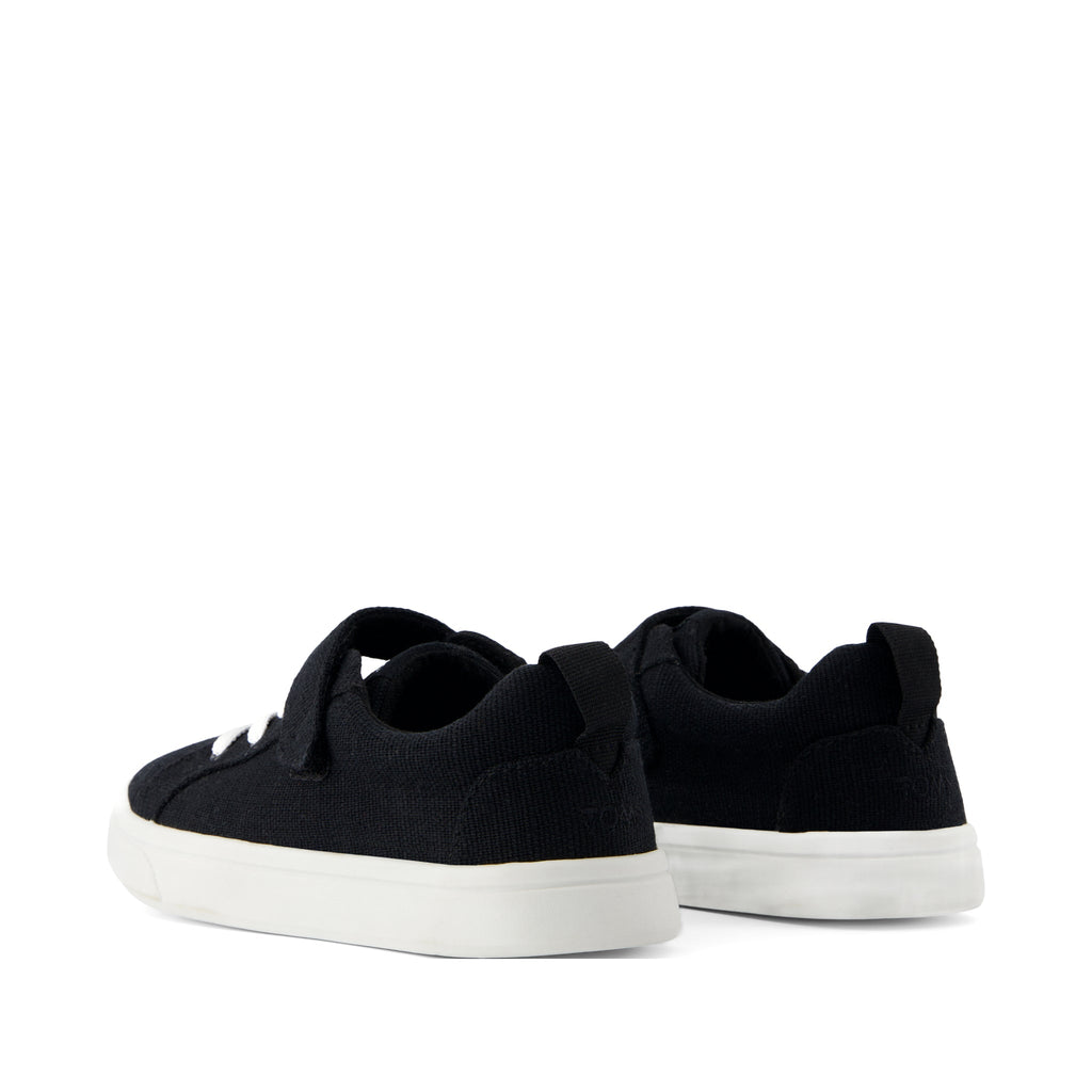 Cruz Lace-Up Kids Sneaker - Black Heritage Canvas Back View