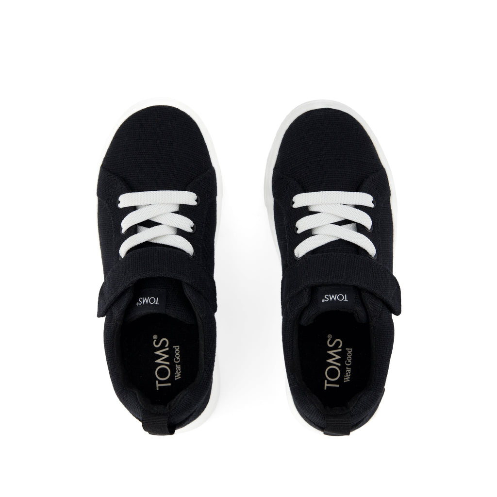 Cruz Lace-Up Kids Sneaker - Black Heritage Canvas Top View
