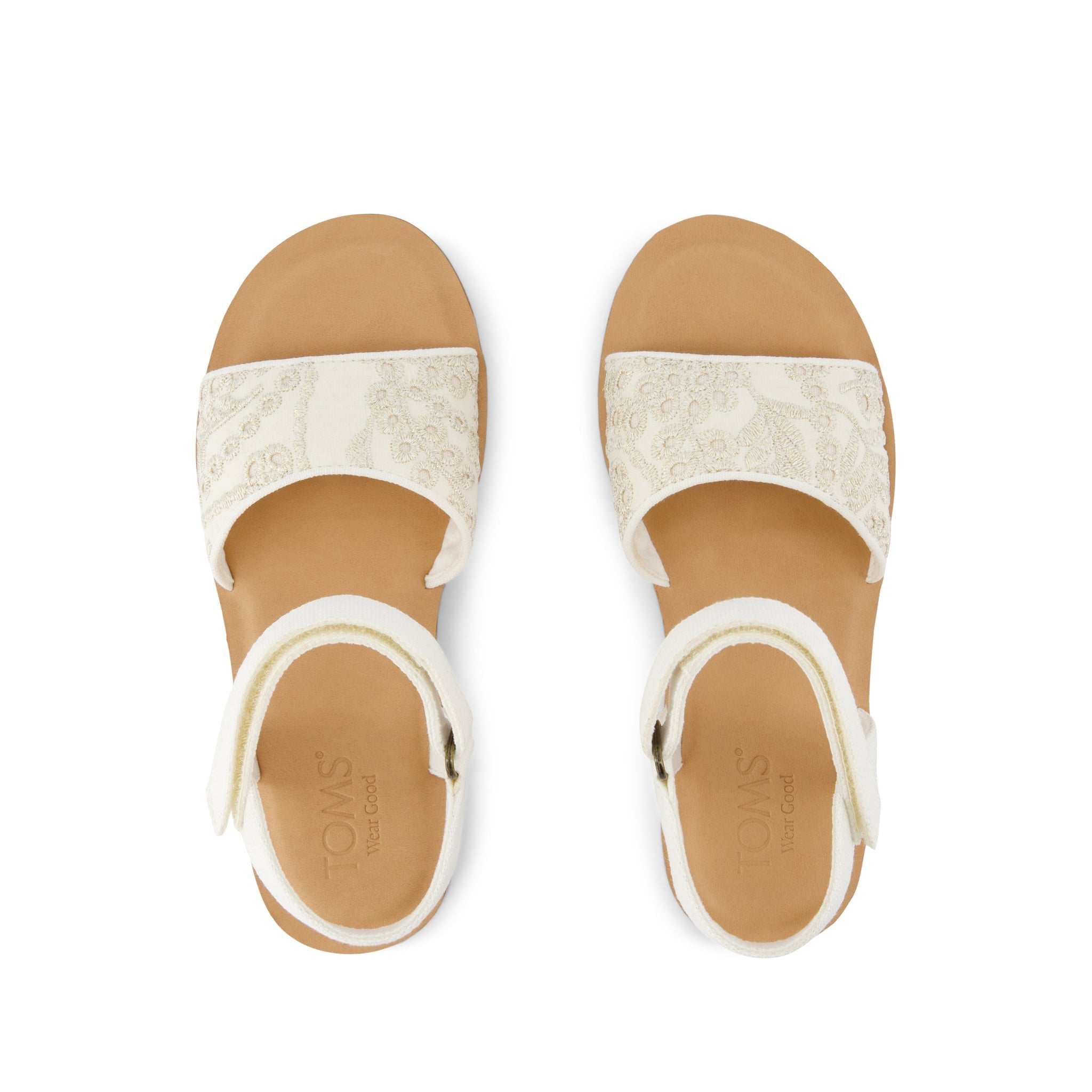 Remi Ankle Strap Kids Sandal - Egret Botanical Eyelet Top View