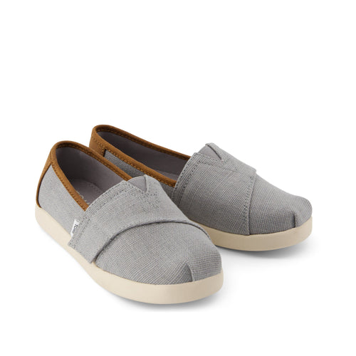 Alpargata Classic Kids Shoe - Drizzle Grey Heritage Canvas and  PU Trim Front View
