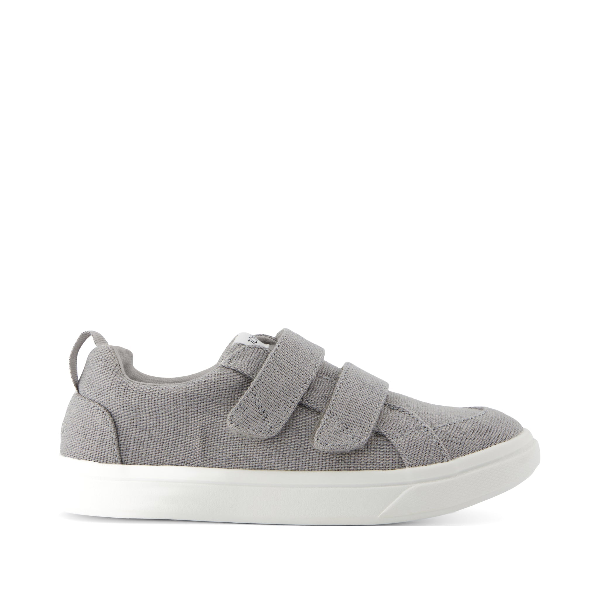 Cruz Double Strap Kids Sneaker - Drizzle Grey Heritage Canvas Side View