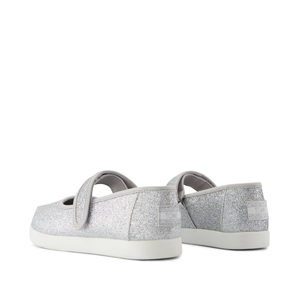 Nora Mary Jane Kids Shoe - Silver Iridescent Glimmer Back View