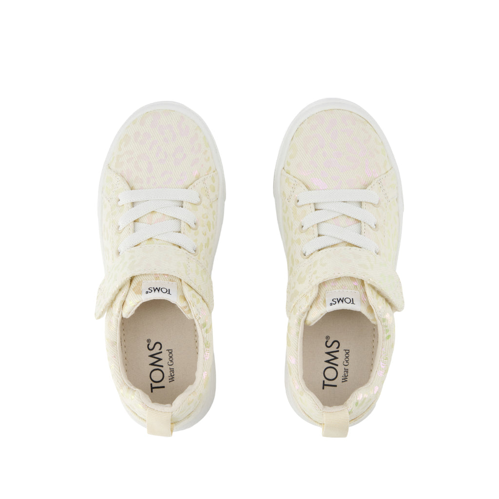 Cruz Lace-Up Kids Sneaker - Natural Iridescent Leopard Top View