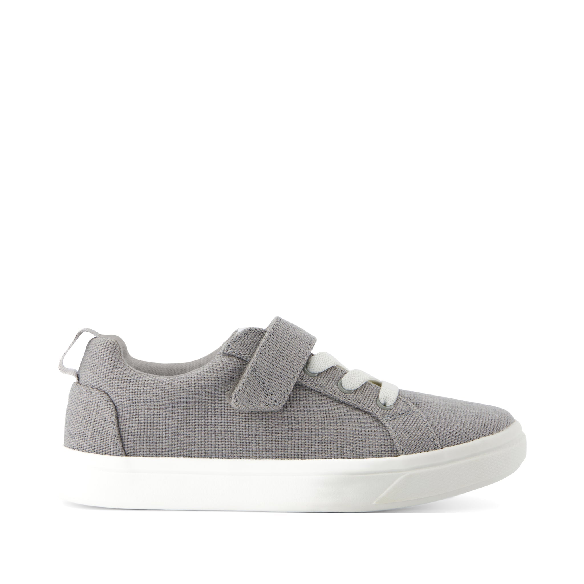 Cruz Lace-Up Kids Sneaker - Drizzle Grey Heritage Canvas Side View