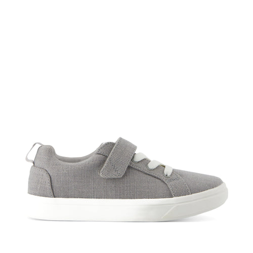 Cruz Lace-Up Kids Sneaker - Drizzle Grey Heritage Canvas Side View
