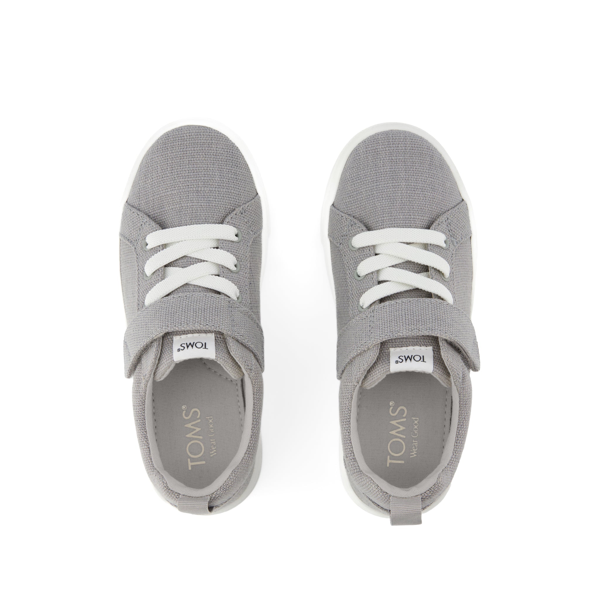 Cruz Lace-Up Kids Sneaker - Drizzle Grey Heritage Canvas Top View