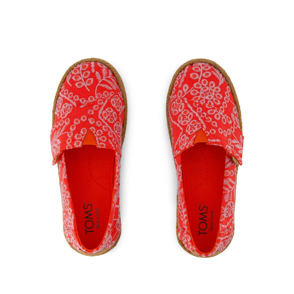 Alpargata Rope 2.0 Kids Espadrille - Flame Botanical Eyelet Top View