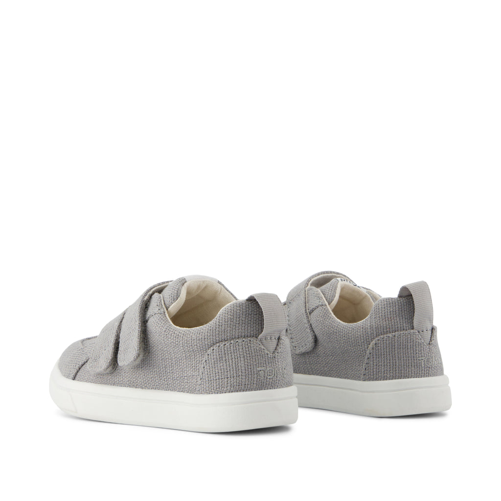 Cruz Double Strap Toddler Sneaker - Drizzle Grey Heritage Canvas Back View