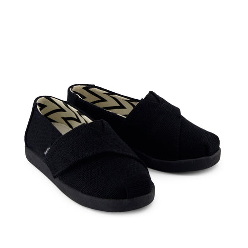 Alpargata Classic Toddler Shoe - Black and Black Heritage Canvas Front View