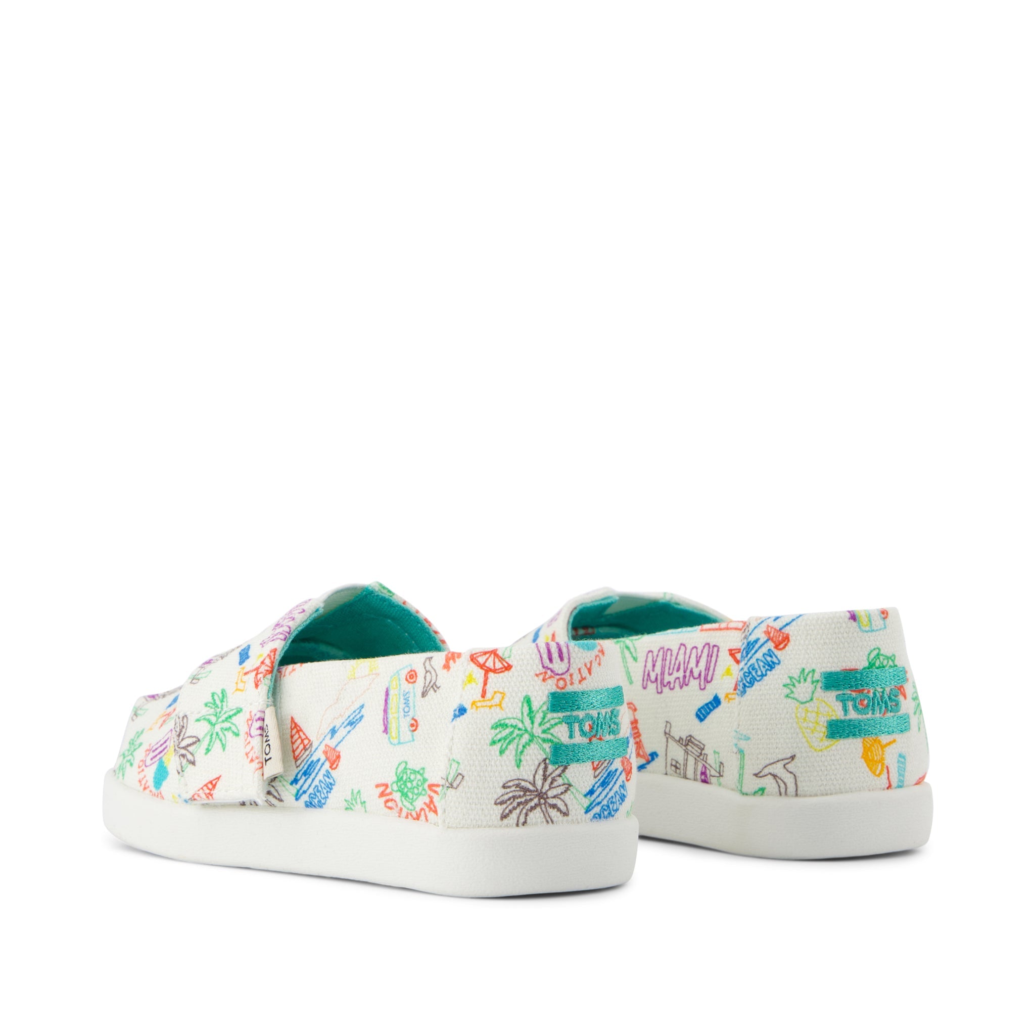Alpargata Classic Toddler Shoe - Marshmallow White Sketchbook Print Back View