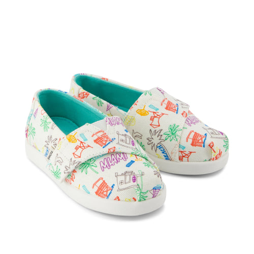 Alpargata Classic Toddler Shoe - Marshmallow White Sketchbook Print Front View