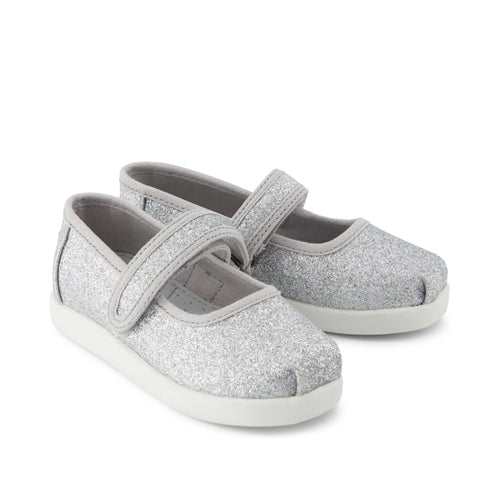 Nora Mary Jane Toddler Shoe - Silver Iridescent Glimmer Front View