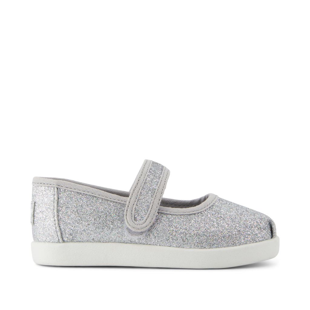 Nora Mary Jane Toddler Shoe - Silver Iridescent Glimmer Side View