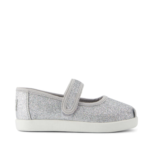 Nora Mary Jane Toddler Shoe - Silver Iridescent Glimmer Side View