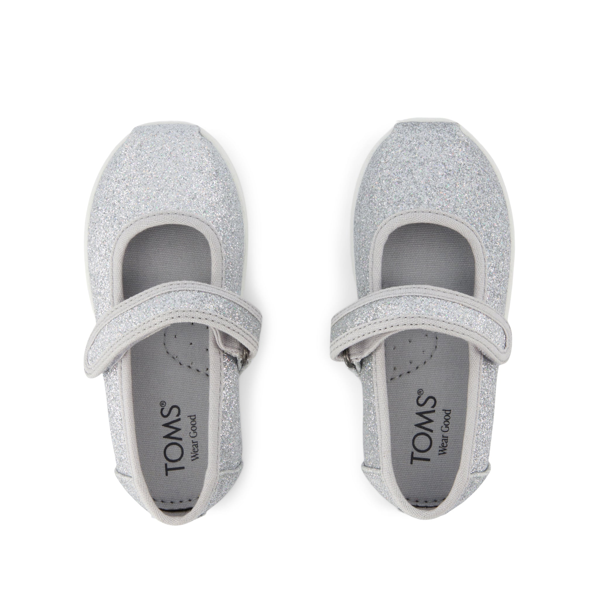 Nora Mary Jane Toddler Shoe - Silver Iridescent Glimmer Top View