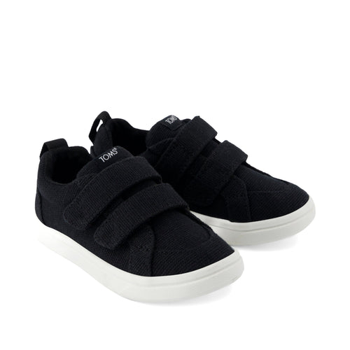 Cruz Double Strap Toddler Sneaker - Black Heritage Canvas Front View