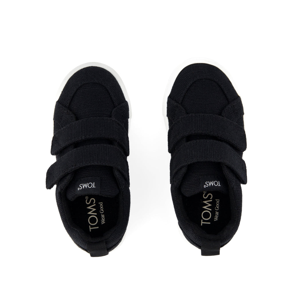 Cruz Double Strap Toddler Sneaker - Black Heritage Canvas Top View