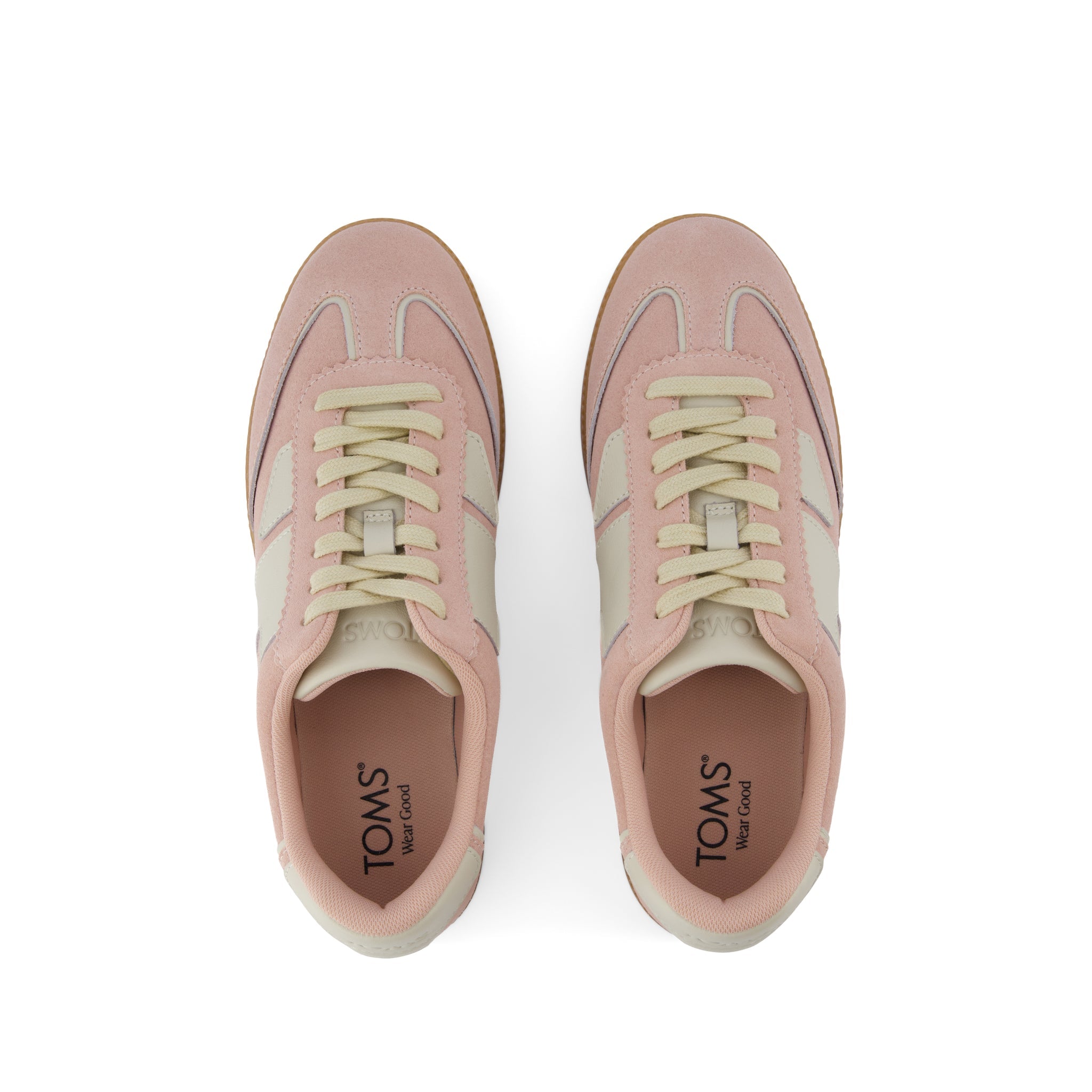 Collins Casual Lace-Up Sneaker - Pale Rose Suede and Leather Top View