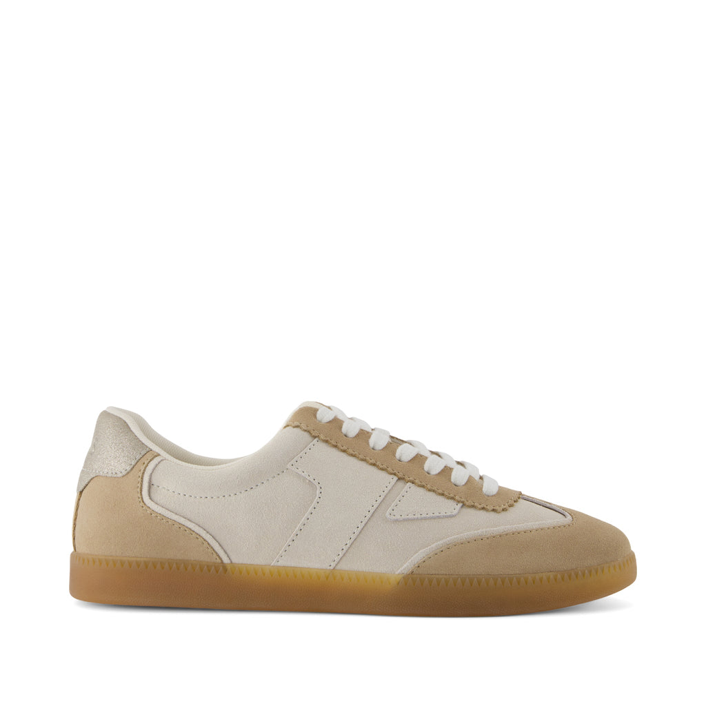 Collins Casual Lace-Up Sneaker - Oatmeal Multi Suede and Leather Side View