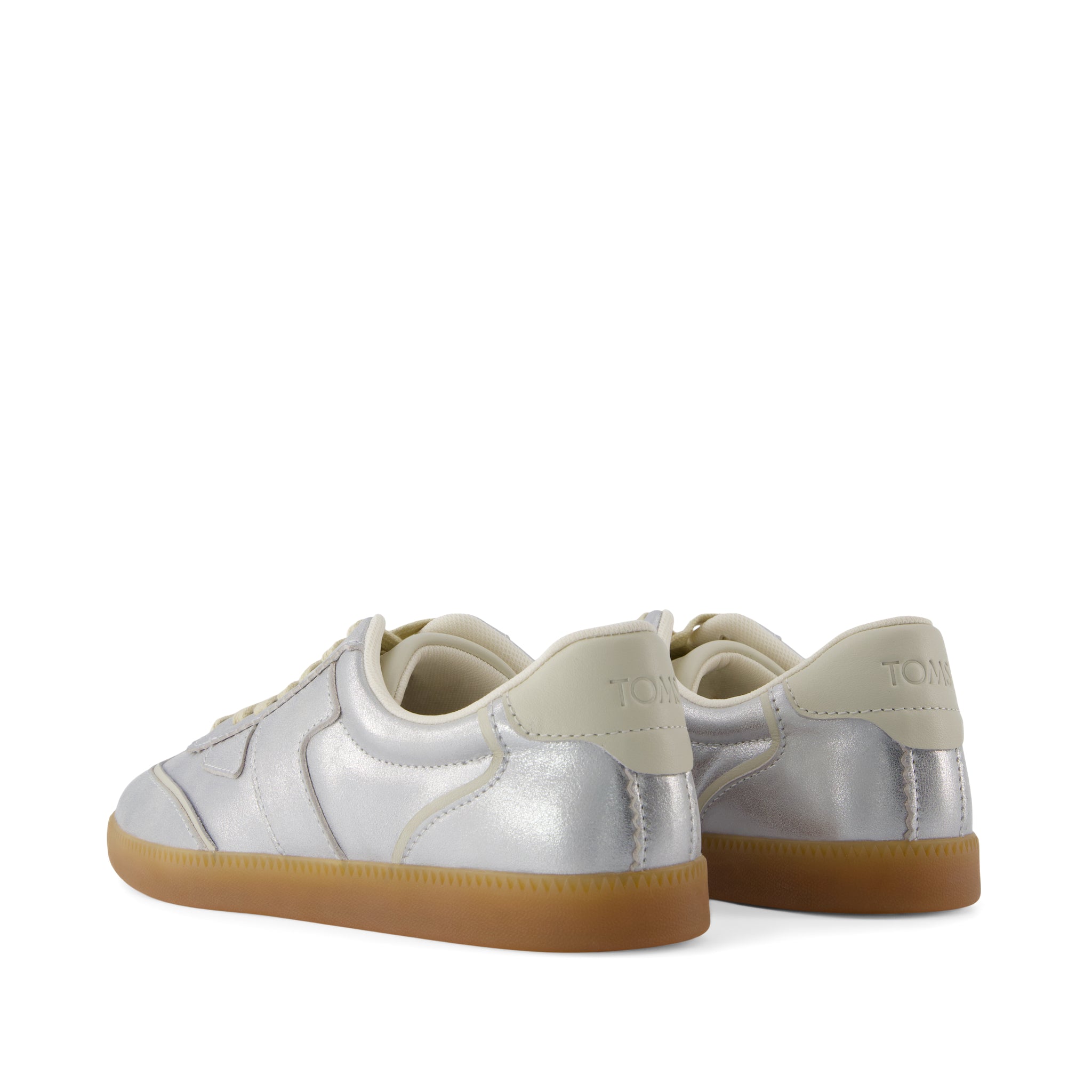 Collins Casual Lace-Up Sneaker - Silver Metallic Leather Back View