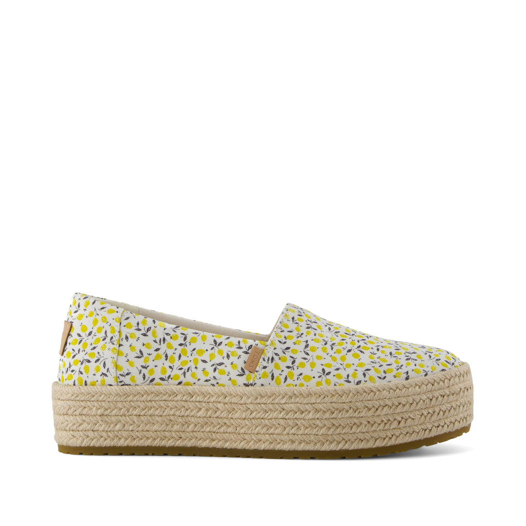 Valencia Platform Espadrille - Yellow Liberty ED on Tana Lawn Side View