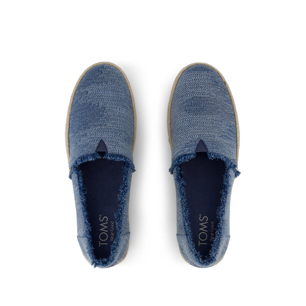 Valencia Platform Espadrille - Textured Denim  Top View