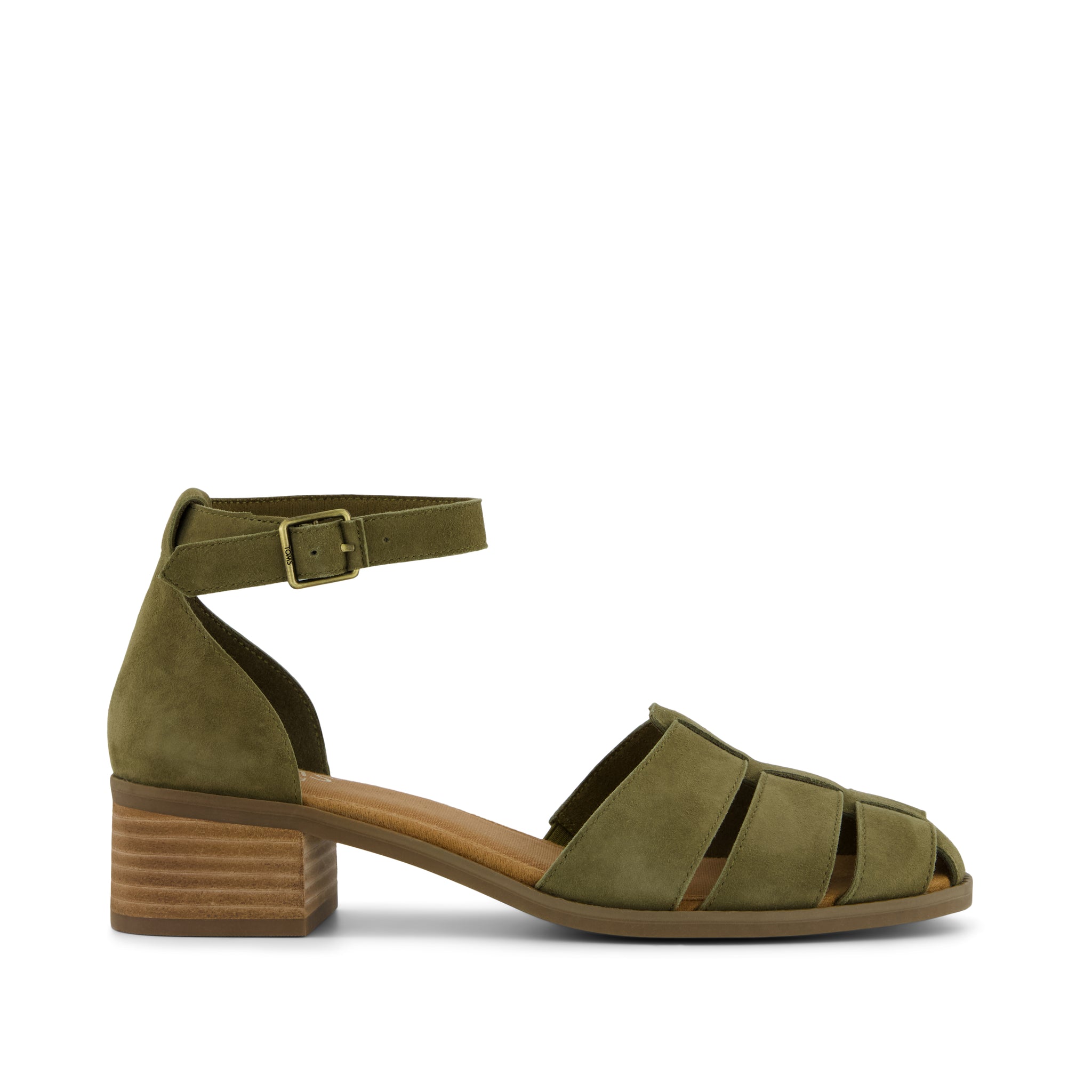 Jaclyn Fisherman Heel - Military Olive Kid Suede Side View