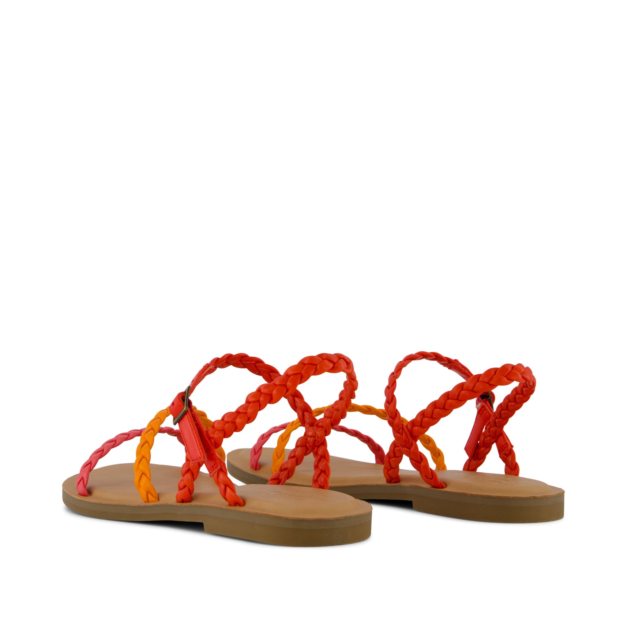 Kira Strappy Sandal - Flame Synthetic Braid Back View