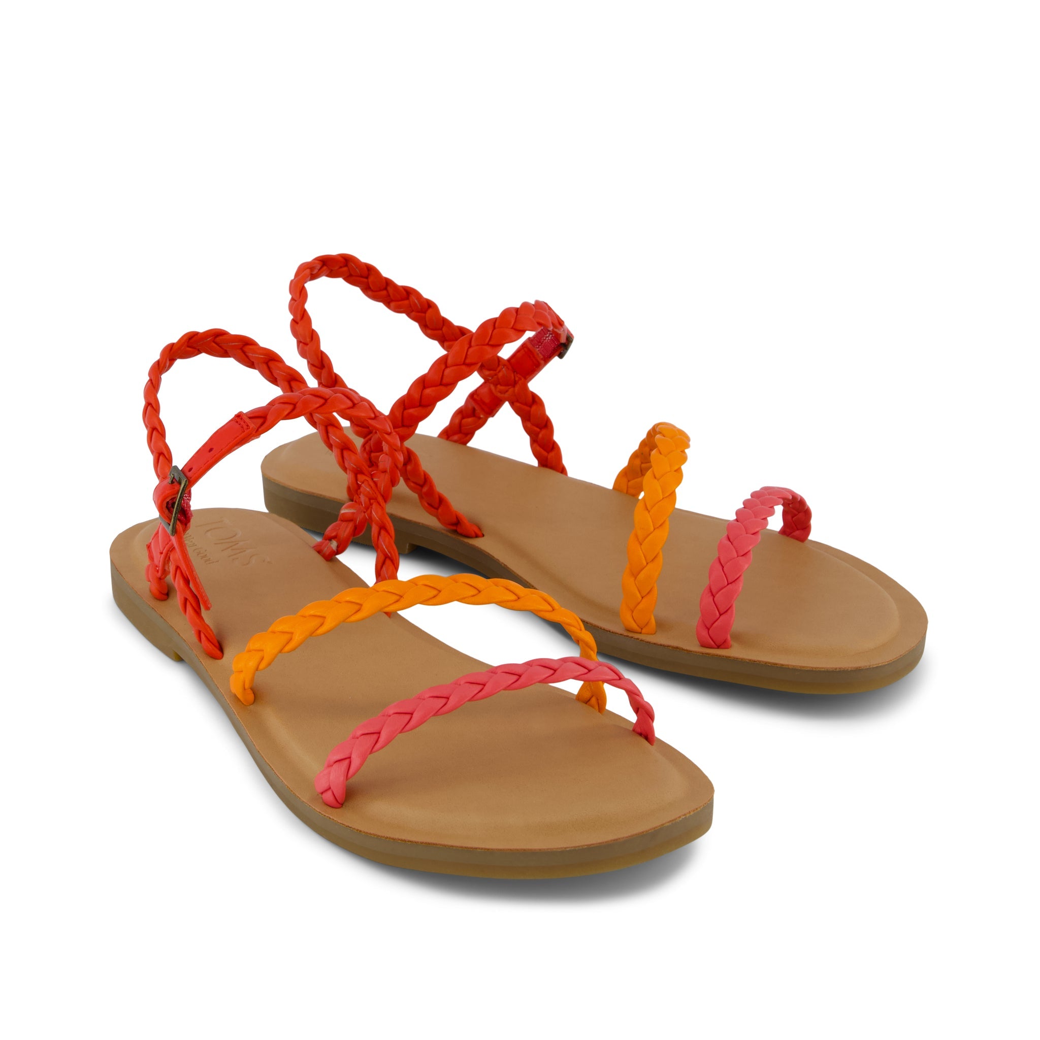 Kira Strappy Sandal - Flame Synthetic Braid Front View