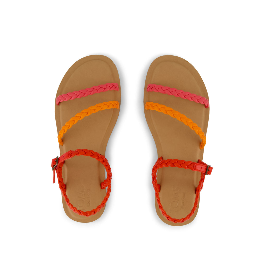 Kira Strappy Sandal - Flame Synthetic Braid Top View