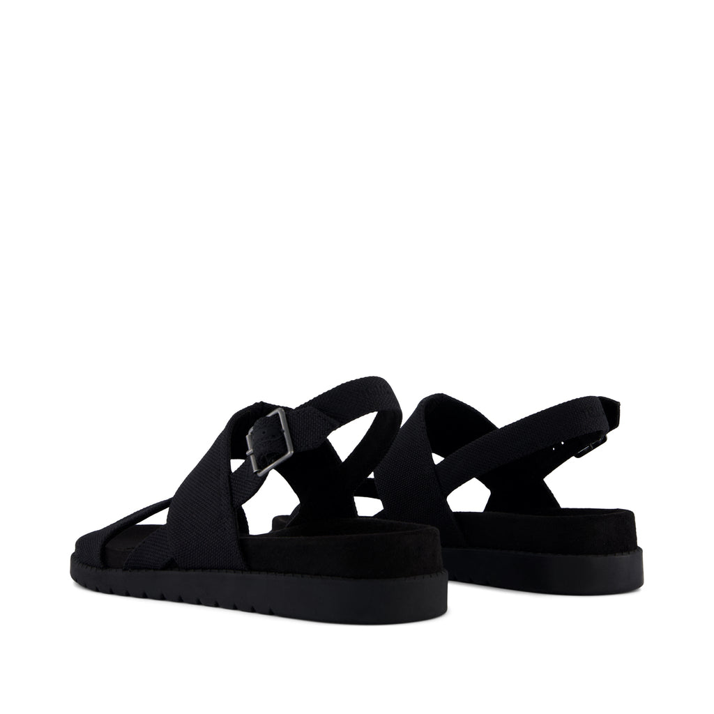 Marin Strap Sandal - Black Heavy Canvas Back View