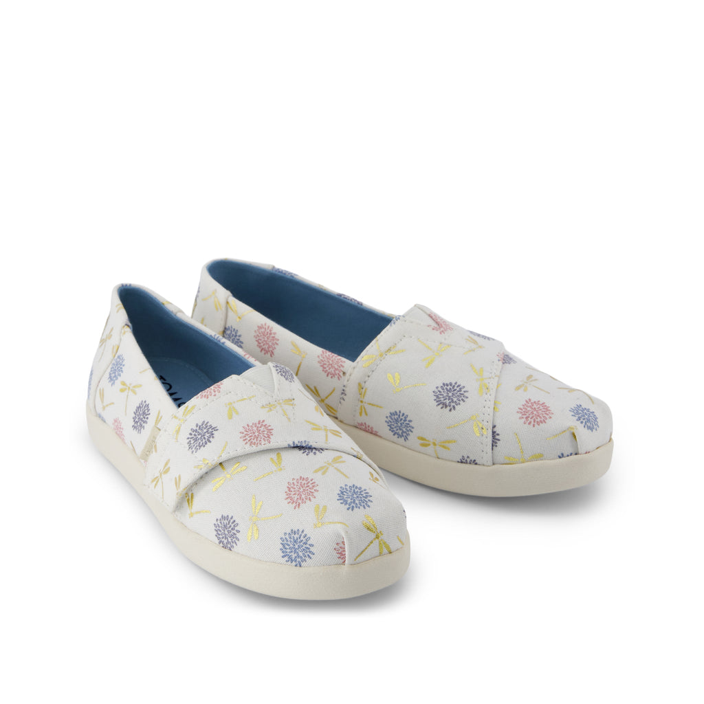 Alpargata Classic Kids Shoe - Egret Dragonflies Printed Canvas  Front View