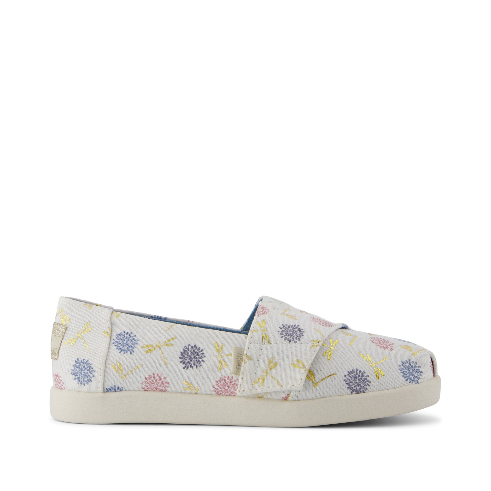 Alpargata Classic Kids Shoe - Egret Dragonflies Printed Canvas  Side View