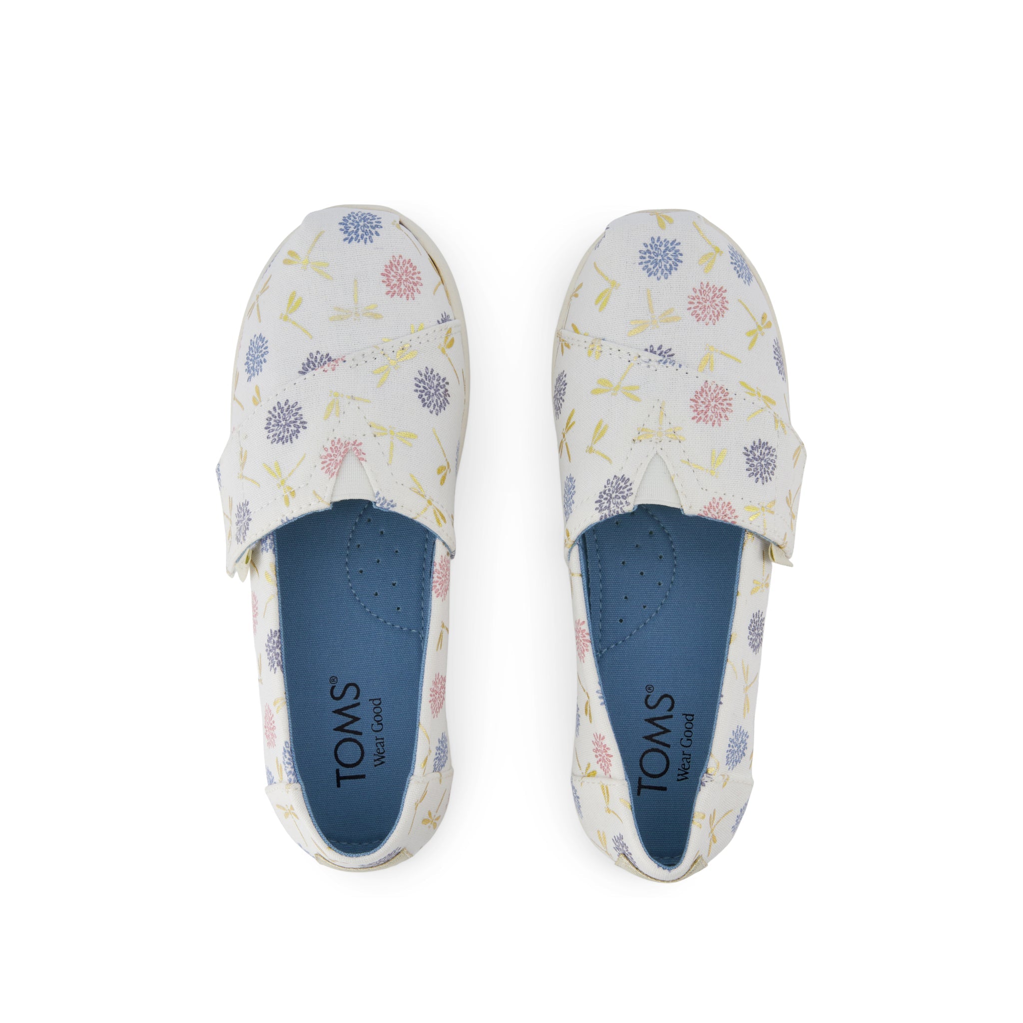 Alpargata Classic Kids Shoe - Egret Dragonflies Printed Canvas  Top View