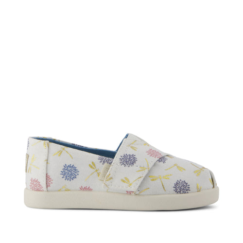 Alpargata Classic Toddler Shoe - Egret Dragonflies Printed Canvas  Side View