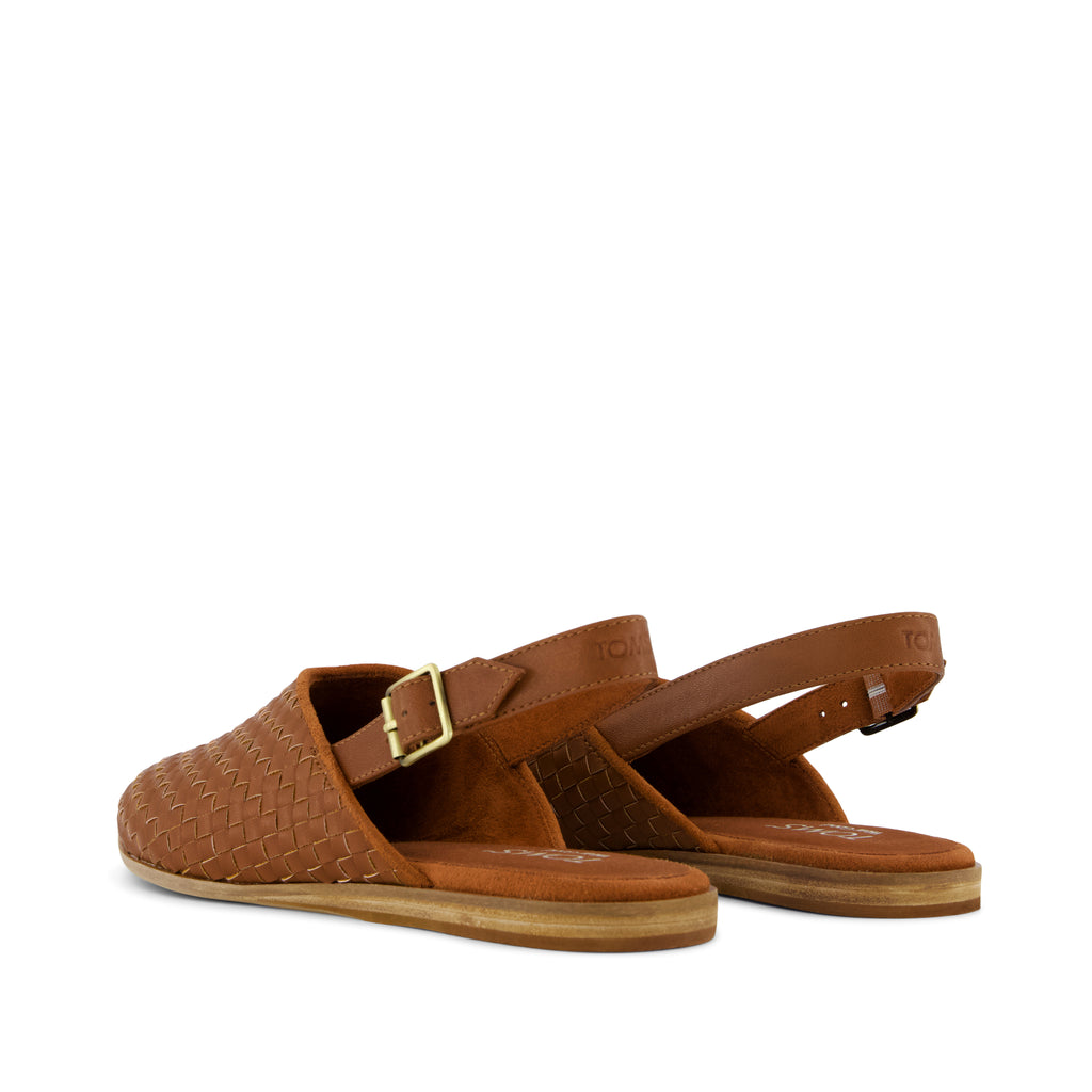 Womens Jade Slingback Flat Amber Brown Basketweave