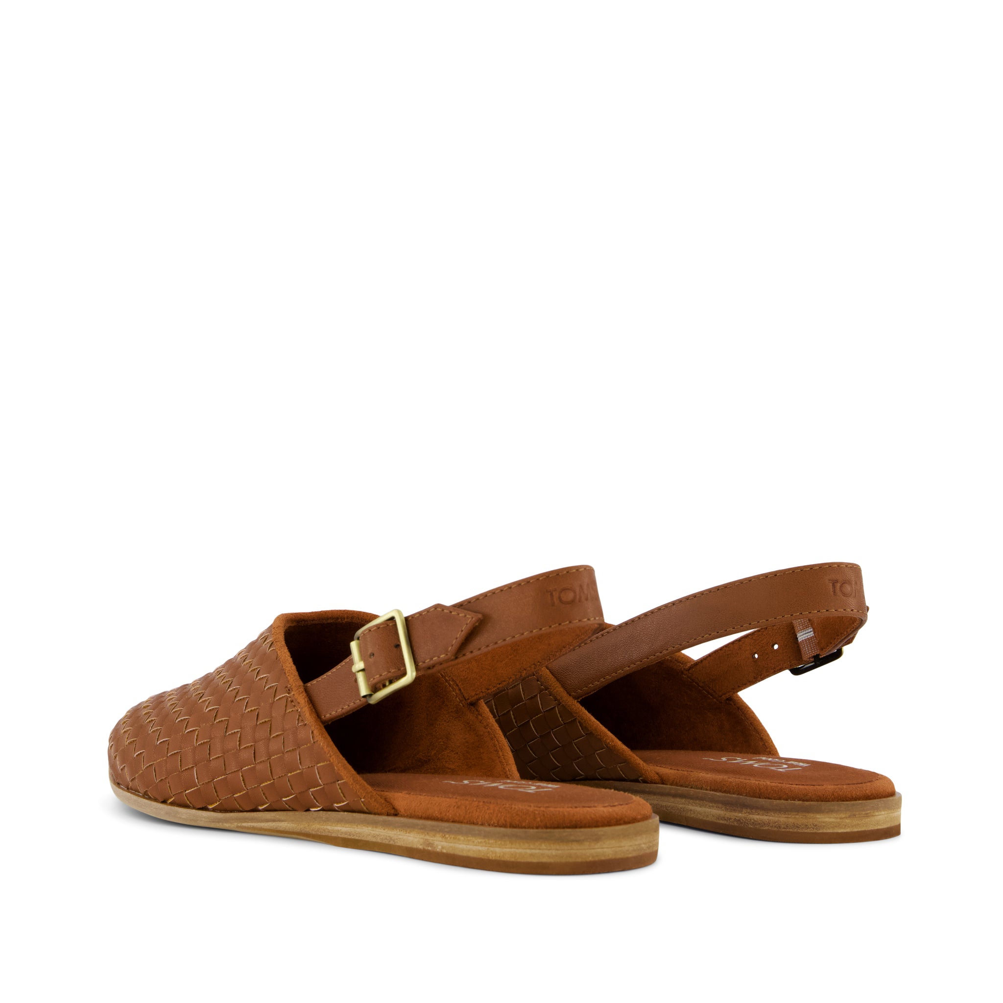 Womens Jade Slingback Flat Amber Brown Basketweave