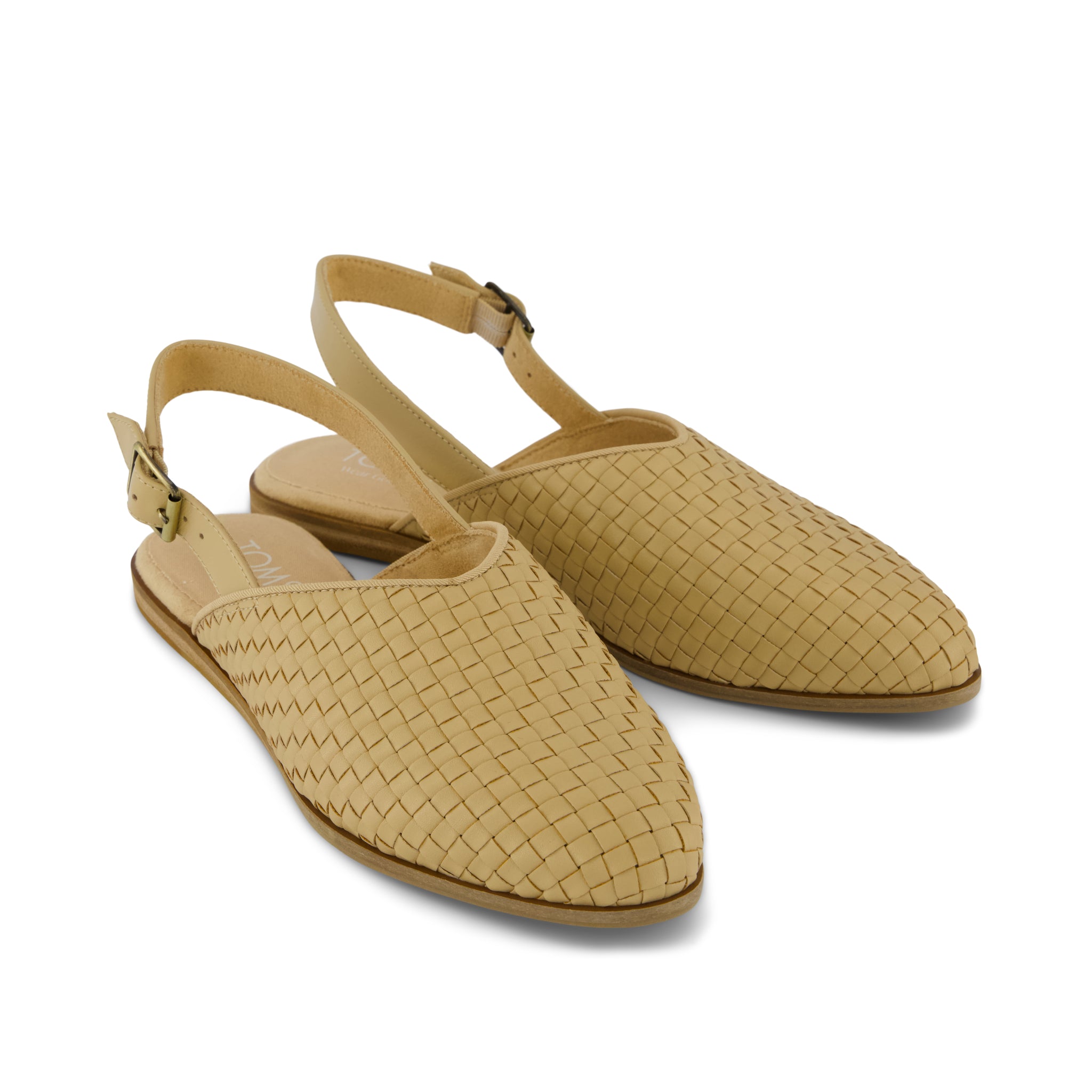 Jade Slingback Flat - Light Caramel Basketweave Front View