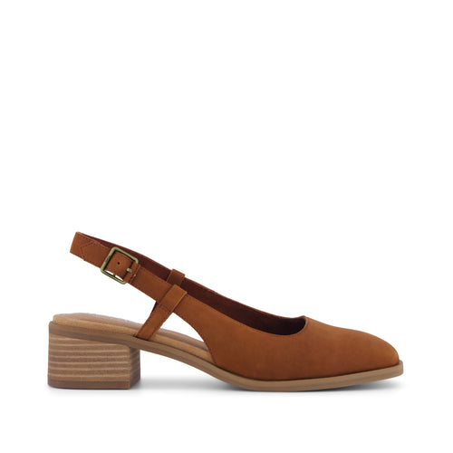Womens Jaclyn Slingback Heel Amber Brown  Nubuck Leather