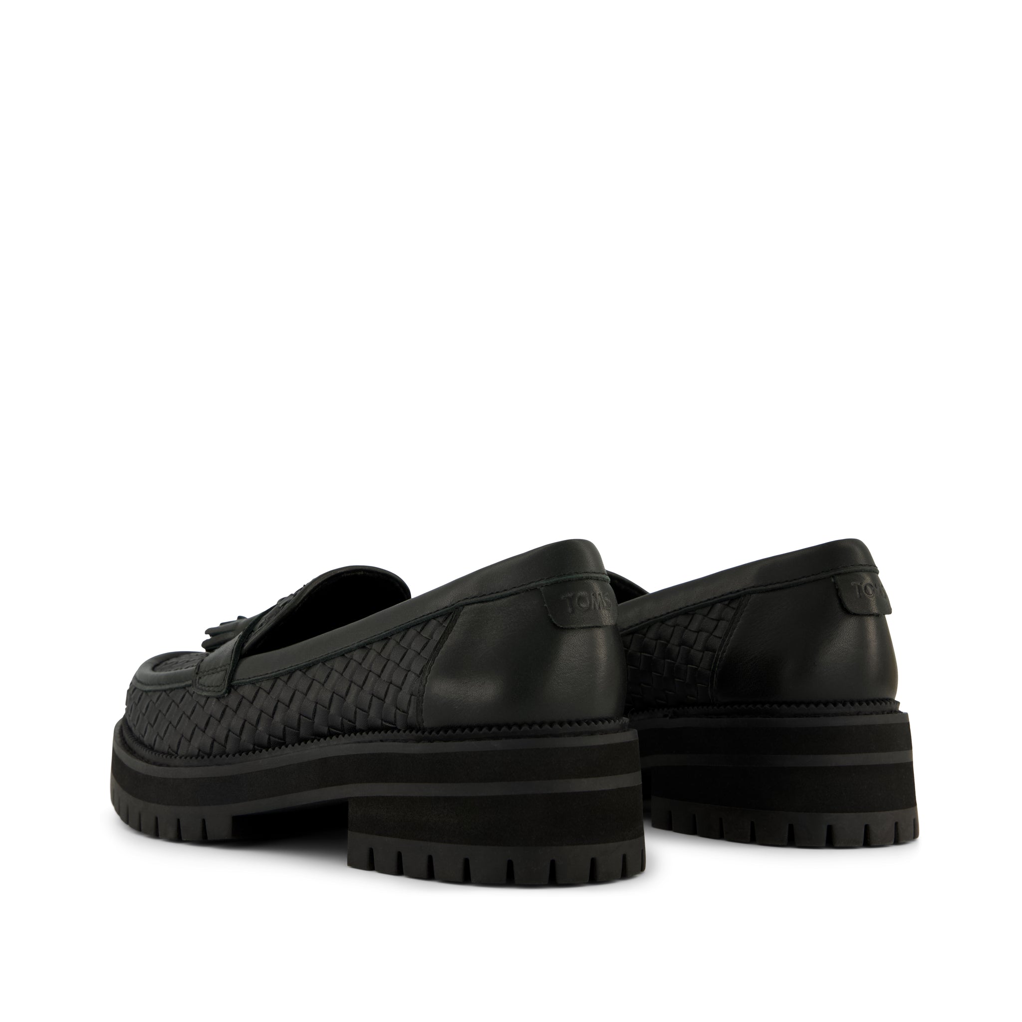 Cara Loafer - Black Leather Basketweave Back View