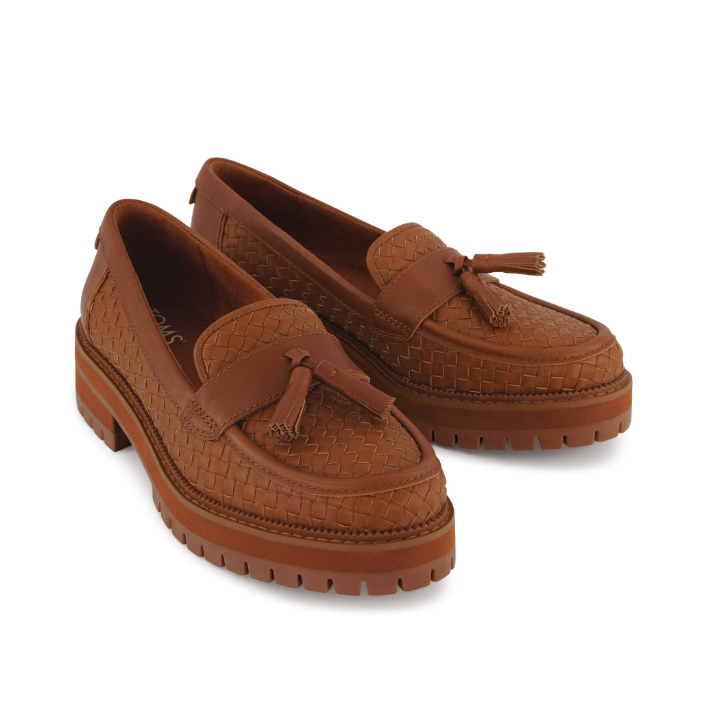 Womens Cara Loafer Amber Brown Basketweave Leather