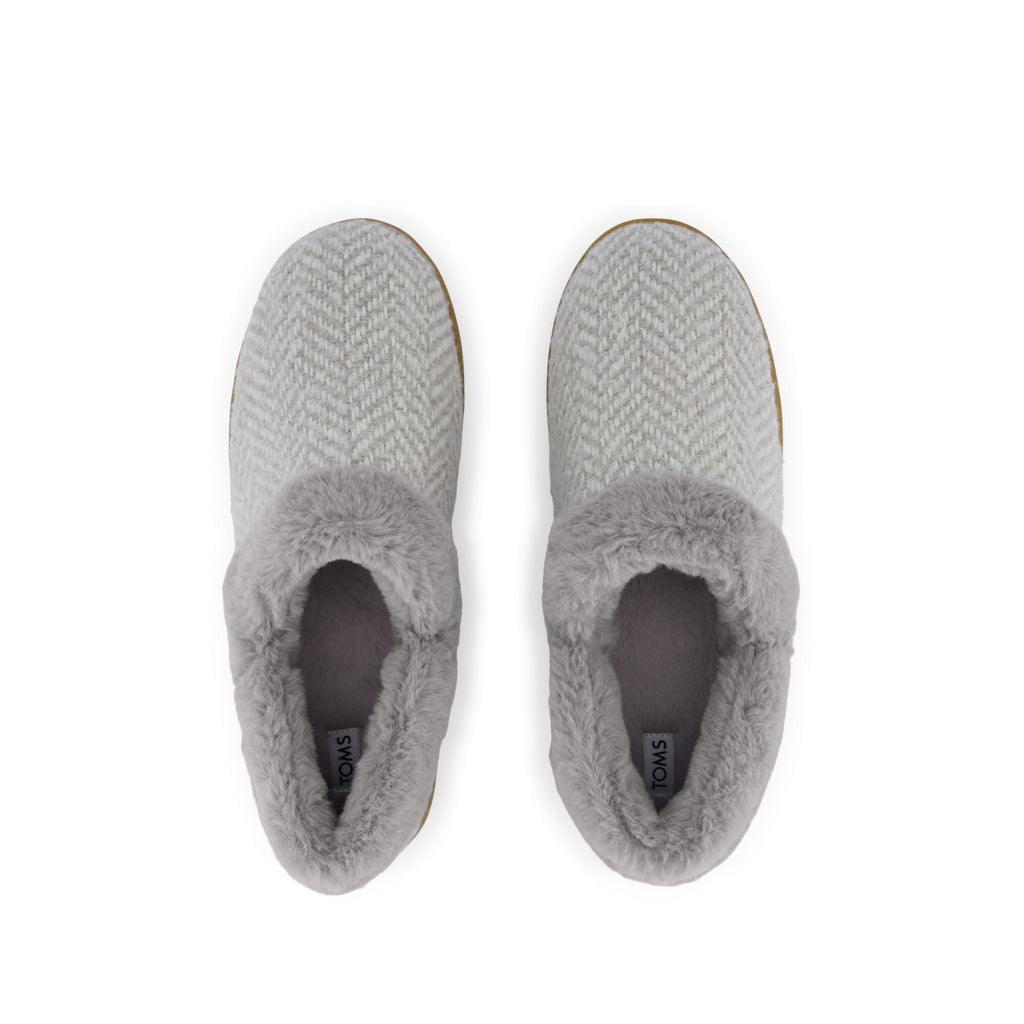 Oslo Convertible Slipper - Drizzle Grey Herringbone Top View