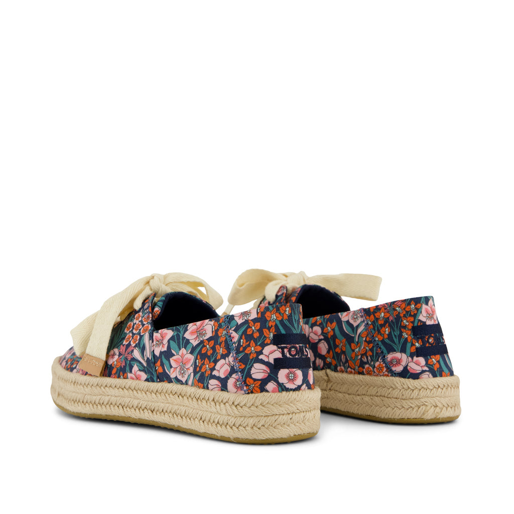 Carolina Lace-Up Espadrille - Dark Teal Mountain Primrose Back View