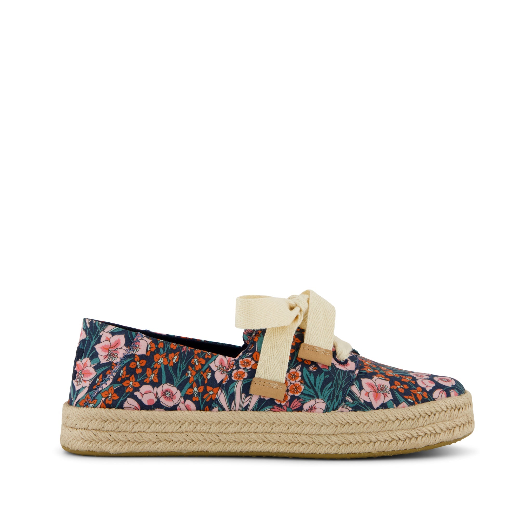 Carolina Lace-Up Espadrille - Dark Teal Mountain Primrose Side View