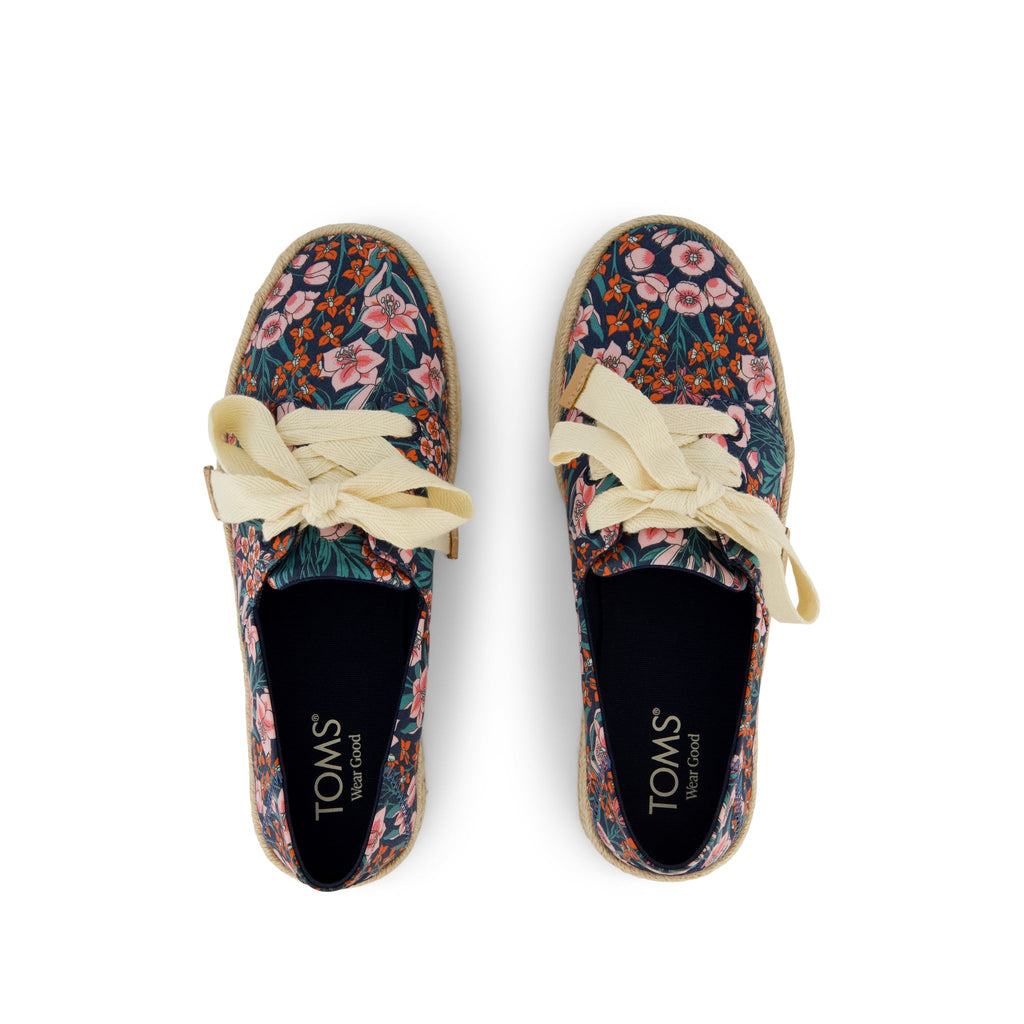 Carolina Lace-Up Espadrille - Dark Teal Mountain Primrose Top View