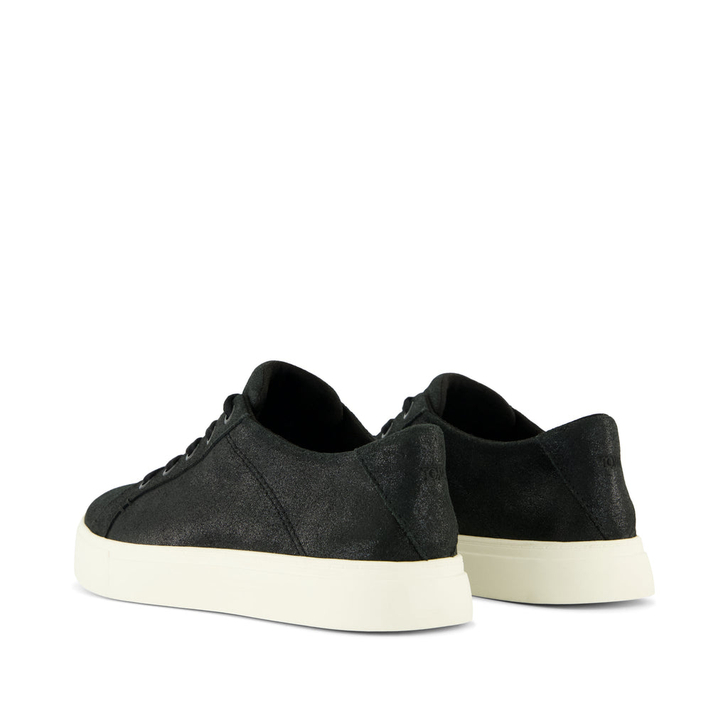 Kameron Lace-Up Sneaker - Black Metallic Suede Back View