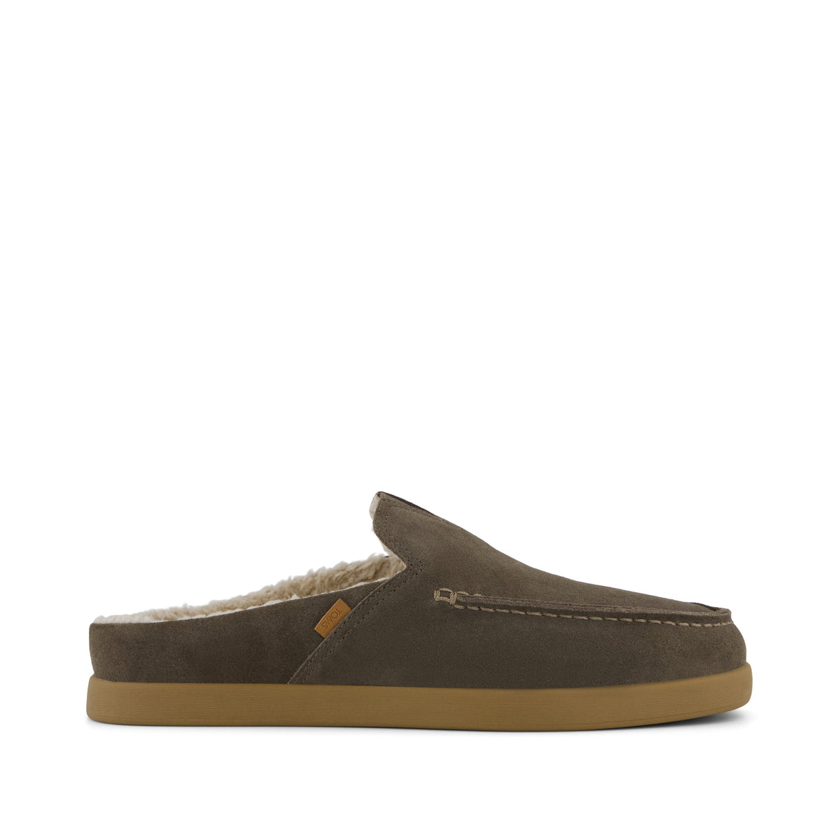Alonso Mule - Canteen Suede w/ Faux Shearling Side View
