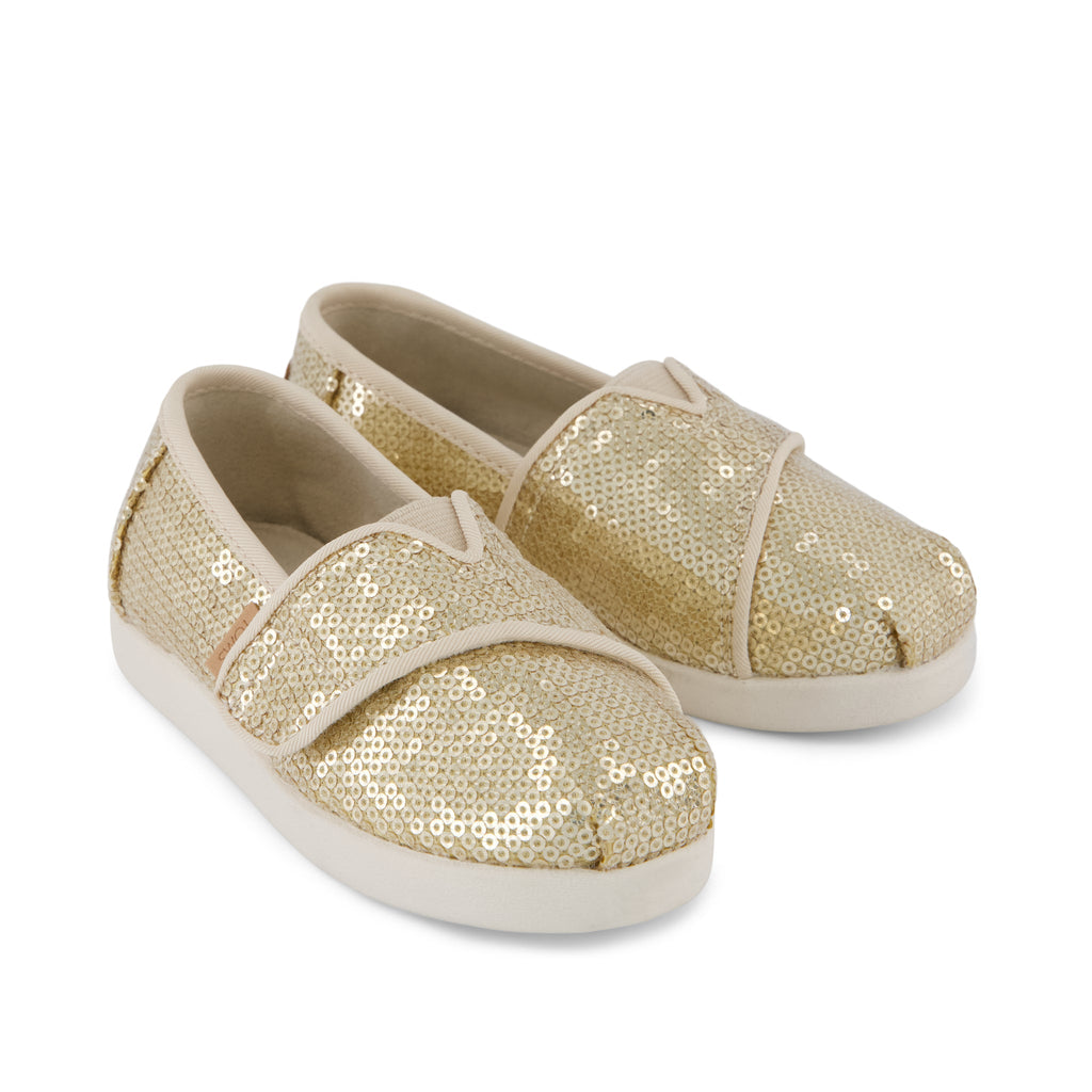 Alpargata Classic Toddler Shoe - Champagne Mini Sequins Front View