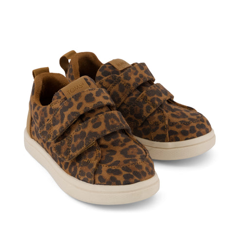 Cruz Double Strap Toddler Sneaker - Brown Sugar Leopard Print Front View